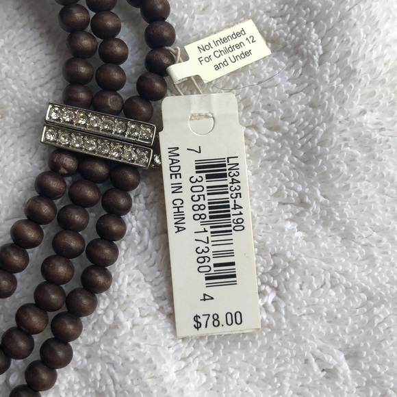 NWT Ralph Lauren 3-strand necklace wood/crystal - Picture 4 of 4